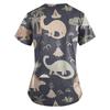 Women Fashion Spring And Summer Oil Painting Print V-neck Short Sleeve Workwear With Pockets Tops