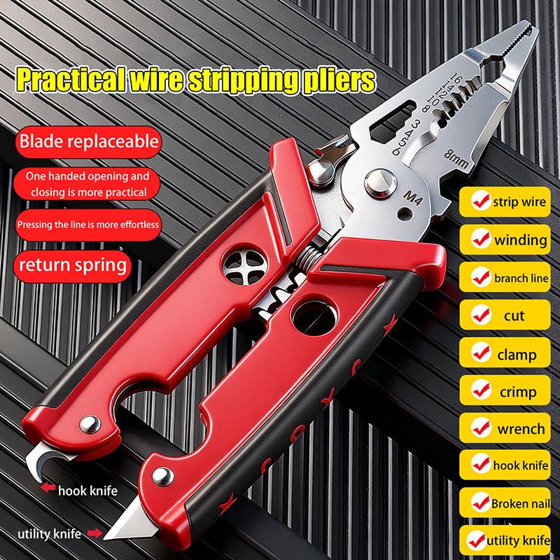 18 In 1 Multifunctional Wire Stripper Crimper Pliers Electrician Wire Crimper Peeler Pliers Labor-Saving Wire Cutting Tools