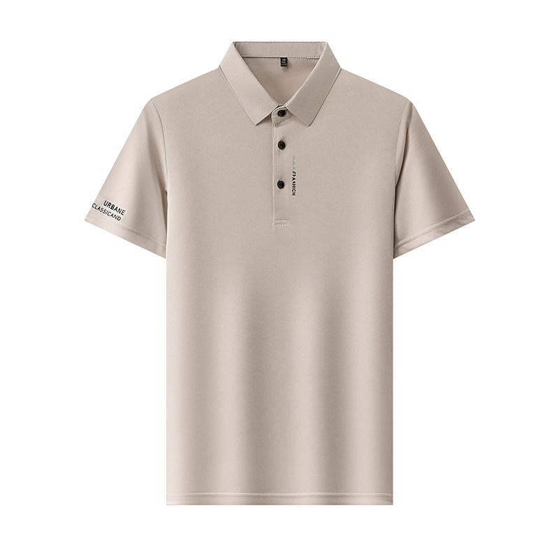 Men's Business Casual Short Sleeved Shirt with Badge Solid Color Polo Shirt Fashionable Breathable Comfortable Versatile Top