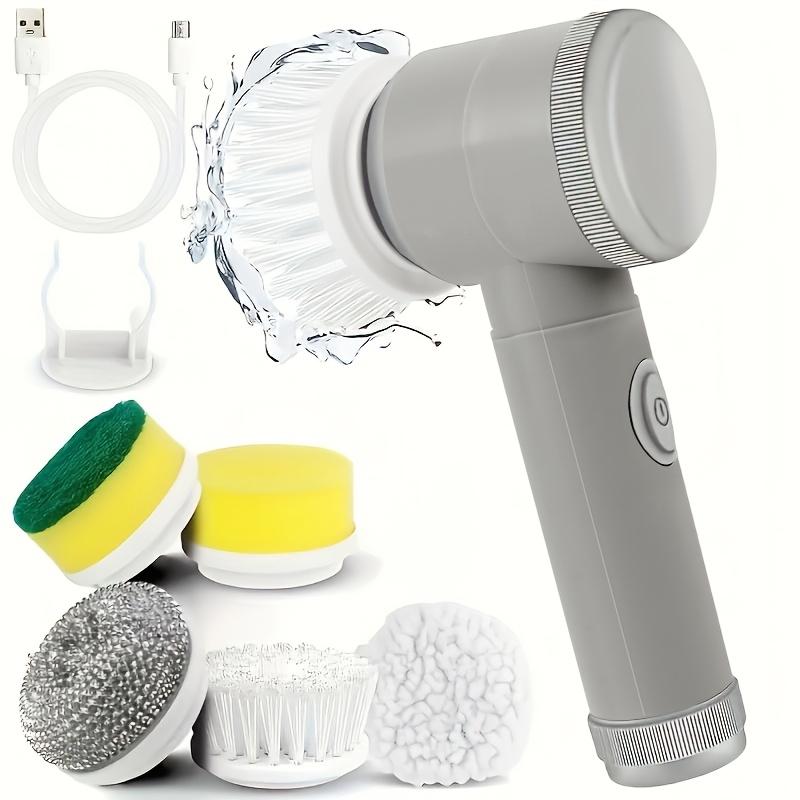 Electric Cleaning Brush with 5 Brush Heads, USB Rechargeable, 500mAh, Handheld Cleaner, Portable and Compact