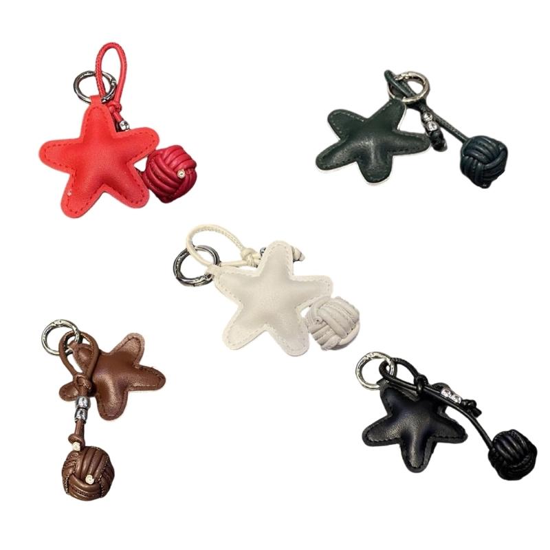 Handcraft Star Shape Keychain Accessory Hanging Pendant Stylish Faux Leather Designing Keyring for Bags and Keys