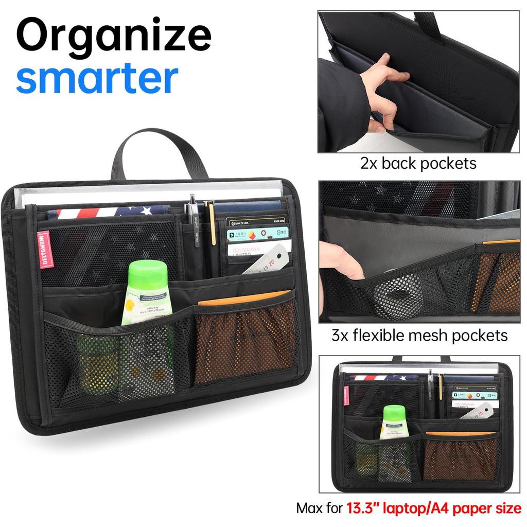 Briefcase Messenger Tote Bag with Sturdy Organizer Inserts for Laptop, iPad, Computer, Notebook, Documents, Black, 2XL