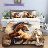 Horses Painting Pattern Bedding Quilt Set Quilt Cover Pillowcase Home Decoration Birthday Gift (1 * Duvet Cover + 2 * Pillowcase, Without Core)