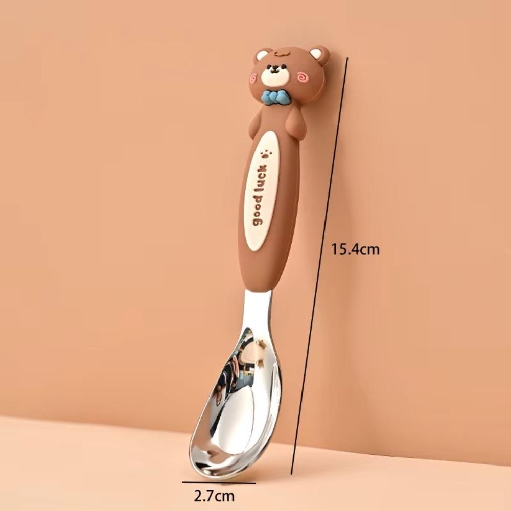 Stainless Steel Baby Feeding Spoon 3D Animal Meals Dessert Fruit Spoon Rice Spoon  Food Accessories