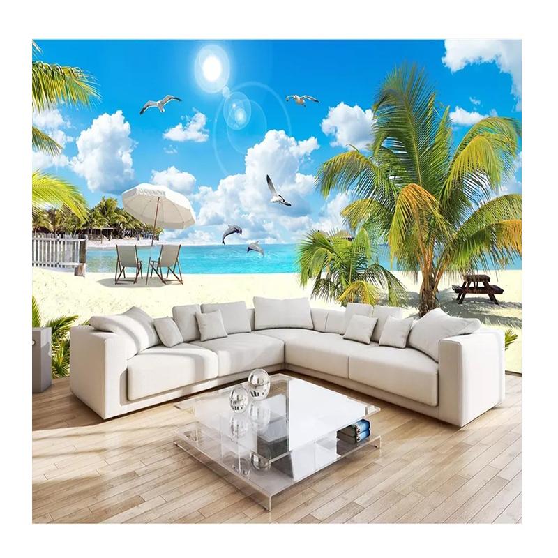 

HD Beach 3D Large Mural Coconut Tree Landscape Wallpaper For 3D Living Room Bedroom Wall Murals Home Decor 200 cm(W) x 140 cm(H)