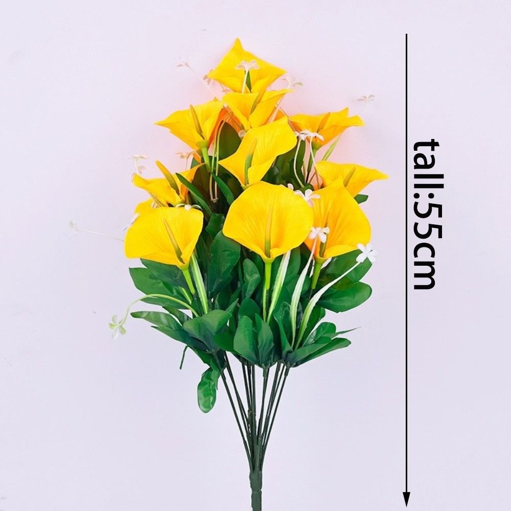 18-head Calla Lily Artificial Bouquet High Pole Home Living Room Decoration Simulation Calla Lily Flowers with Leaves