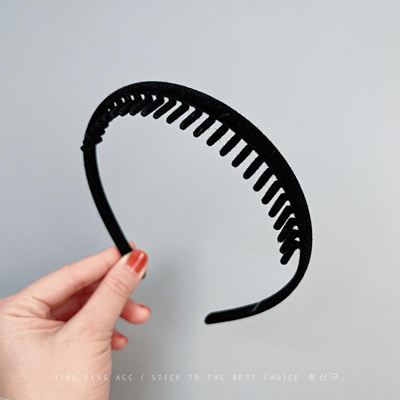Washing Face Headband for Women Flocking Headband with Teeth Broken Hair Tidying Hair Pressing Non-slip Hairpin Headdress