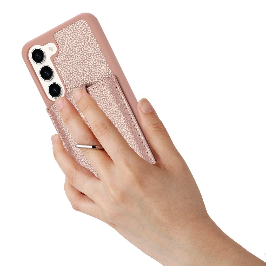 For Samsung Galaxy S23 Case Drawing Type Card Slots Litchi Texture Leather Back Cover with Ring Kickstand