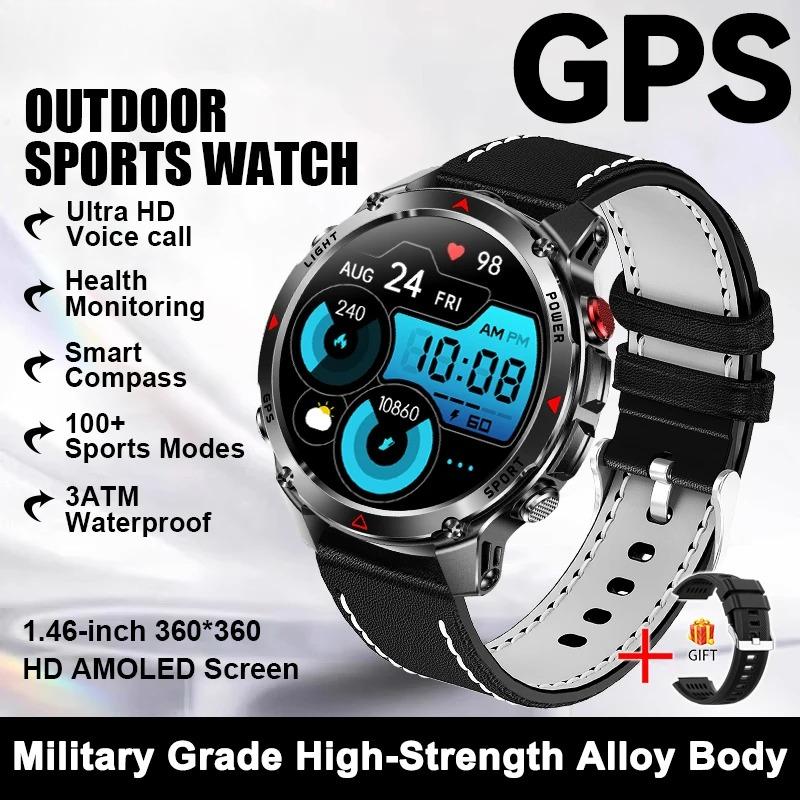 New Military Outdoor GPS Positioning SmartWatch Men Run RIDE Fitness GPS Tracer 10ATM/IP69 Compass HD call Sports Watch bracelet