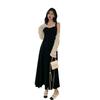 2024 Summer French Retro Hepburn-Style Slim Black Suspender Dress for Women