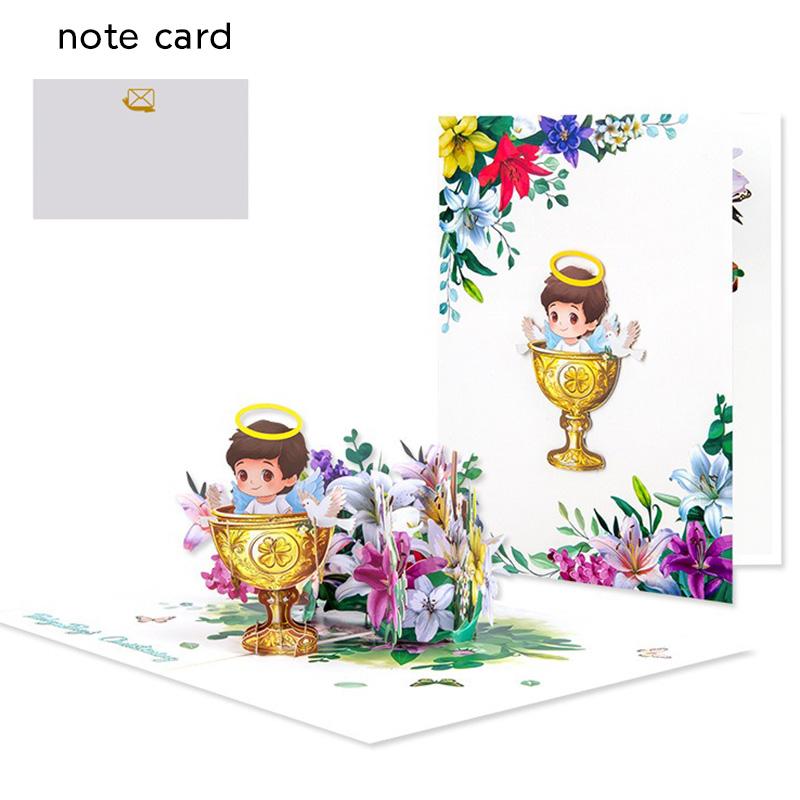 3D Pop Up Baptism Card Handmade Baby Christening Greeting Card Newborn Blessing Keepsake Baby Shower Gift Religious Card For God