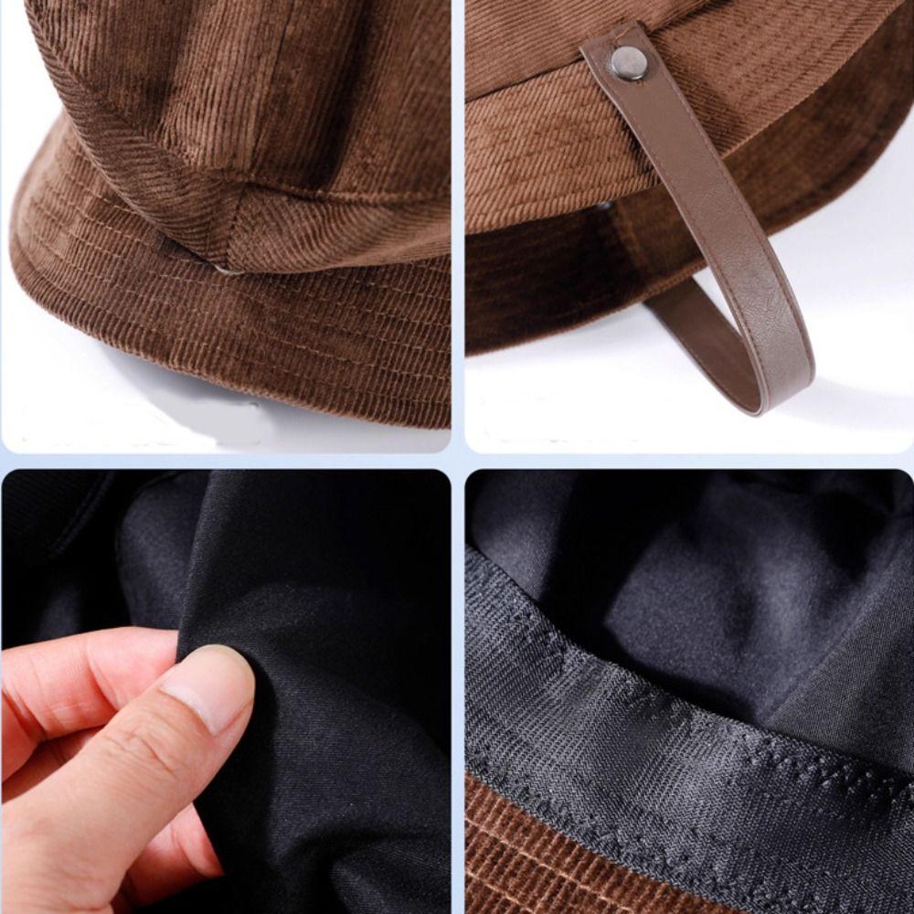 Warm Fisherman Caps Wide Brimmed Warm Basin Hat Casual Corduroy Bucket Hat Outdoor Travel