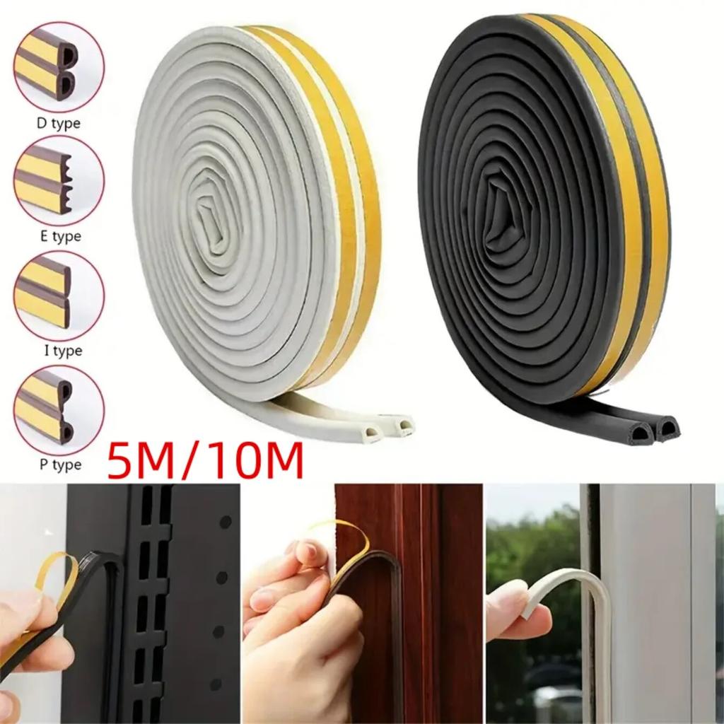 10 Meters DIPE SelfAdhesive Door And Window Sealing Strip Glass Window AntiCollision Rubber Strip Foam Sound Insulation Strip