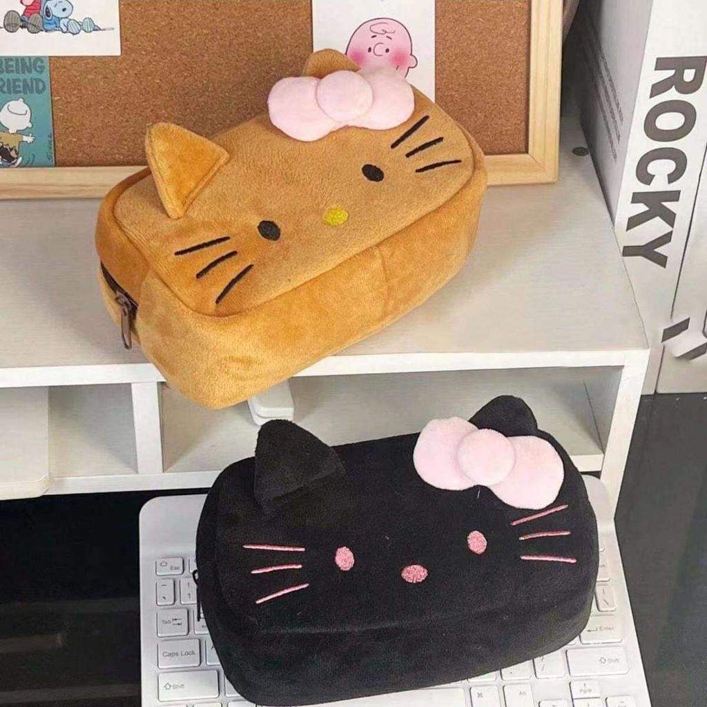 1pc Cute Cartoon Plush Pencil Case,Big Capacity Stationery Pouch, Stationery Storage Box Back To School (No Clips)