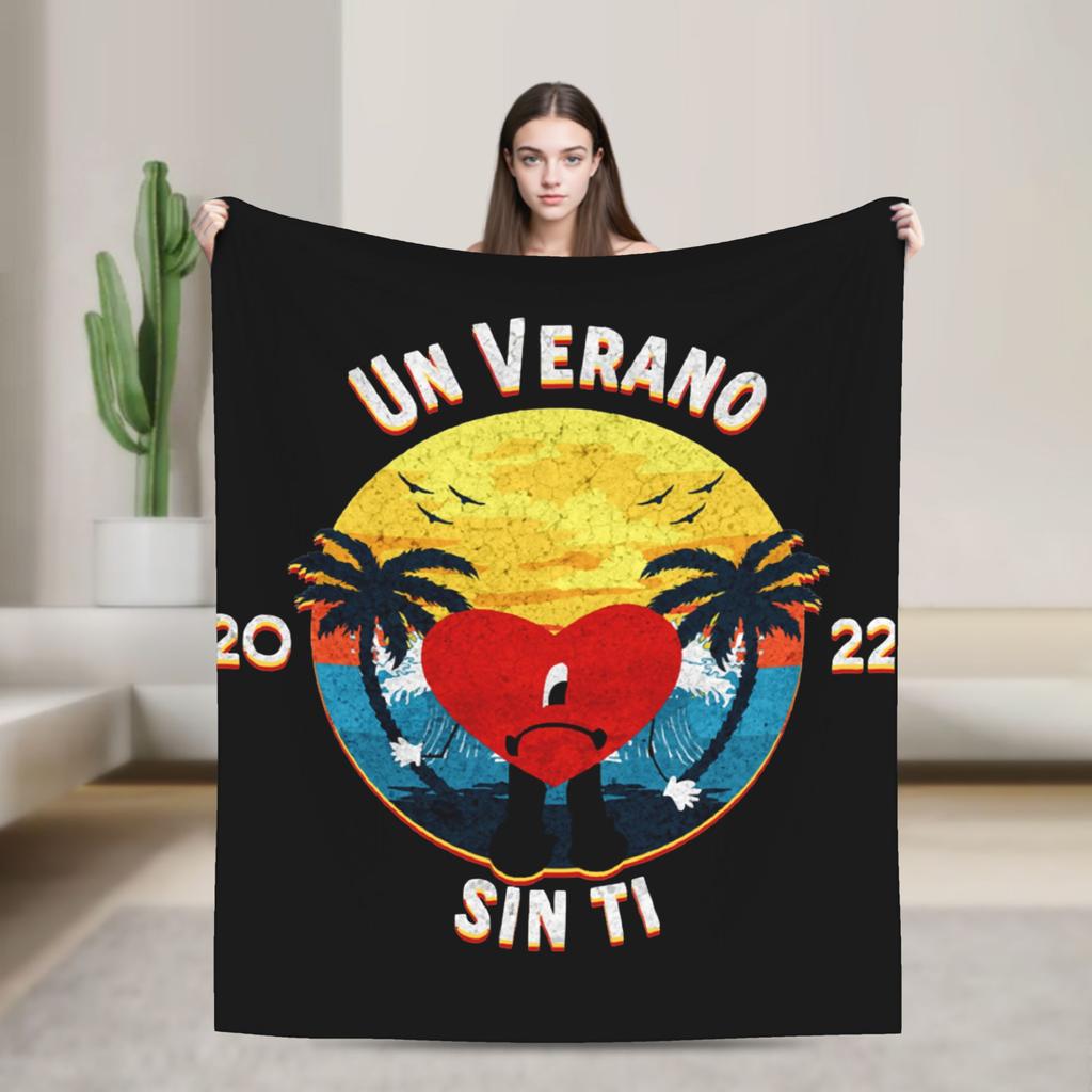 Bad Bunny Blanket Coral Fleece Plush Spring Autumn Multi-function Soft Throw Blankets for Sofa Office Bedspread