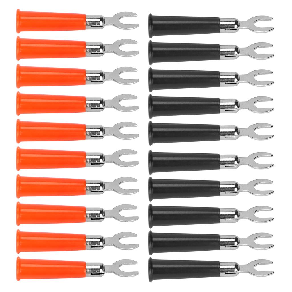 20pcs Banana Y Spade Plug Red Black 19A Good Conductivity U Fork Connector for Electronic Equipment