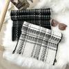 Light luxury black and white woven wool scarf autumn and winter women's simple high-end temperament trendy shawl