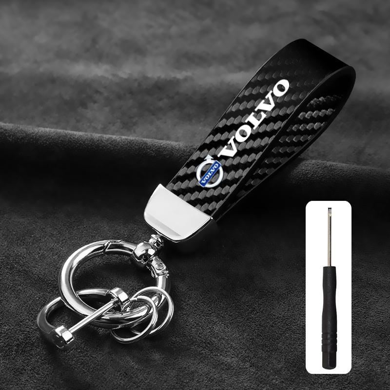 Car Carbon Fiber Style Keychain Microfiber Leather Key Chain For Volvo Xc60 Xc90 V40 V60 S60 V50 V90 S80 C40 XC40 V70 Rdesign