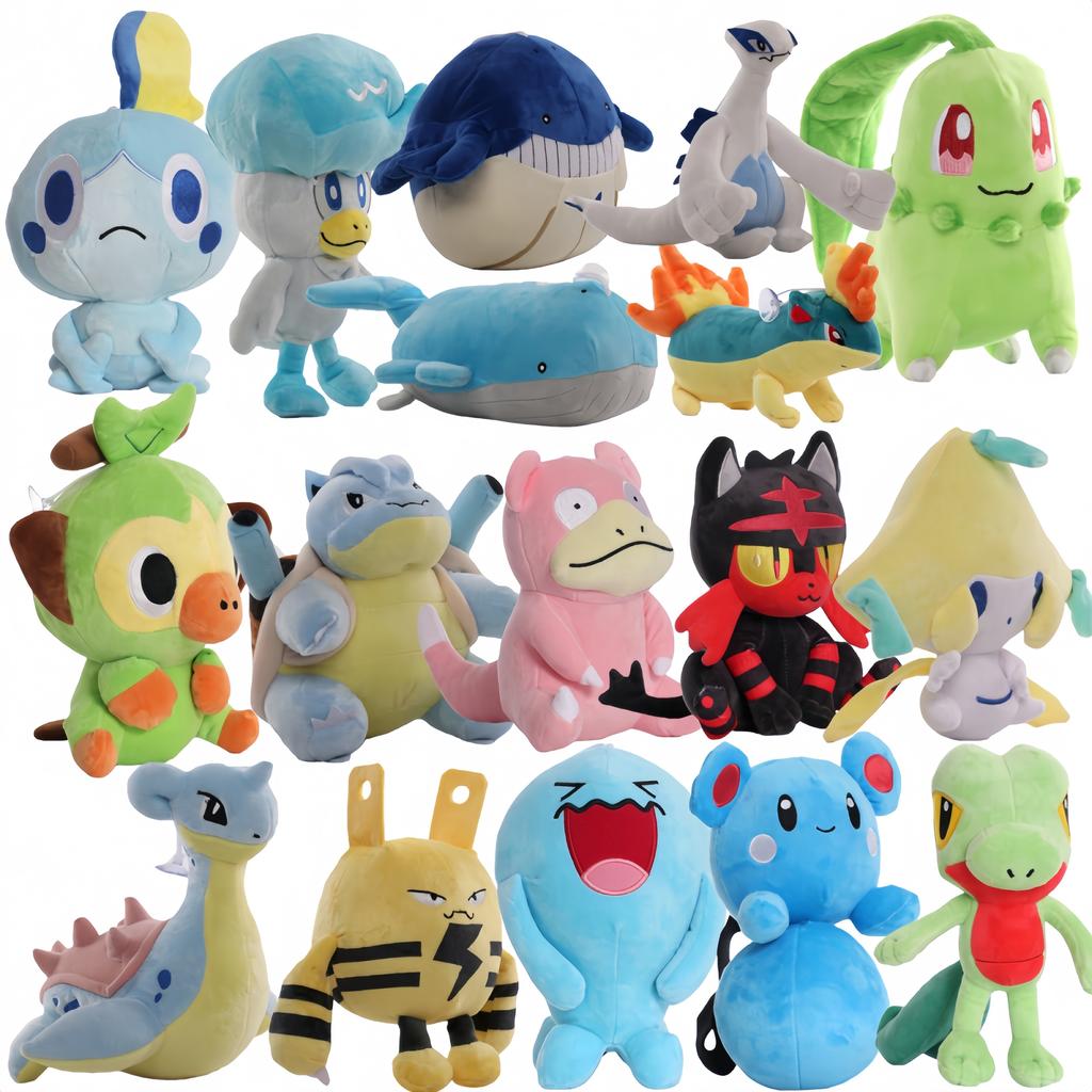Pokemon Plush Toys Litten Marill Slowpoke Blastoise Stuffed Kawaii Jirachi Sobble Lapras Quaxly Doll Room Decor Children Gifts