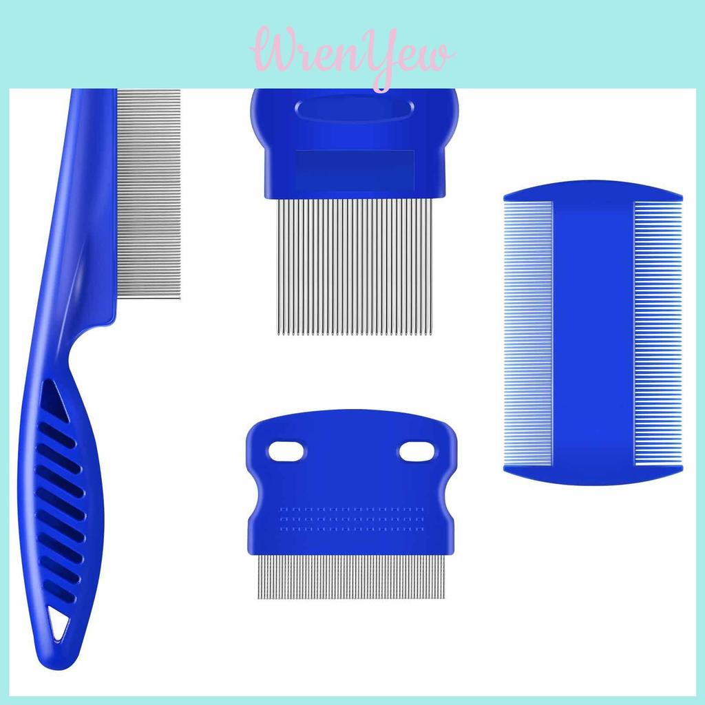Blue Pet Flea Comb Kit With Durable Stainless Steel For Cat And Dog Shedding And Cleaning