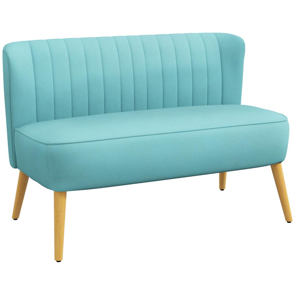 Retro Design Sofa 2-Seater Sofa, Wooden Legs, 117 Cm X 56.5 Cm X 77 Cm, Green