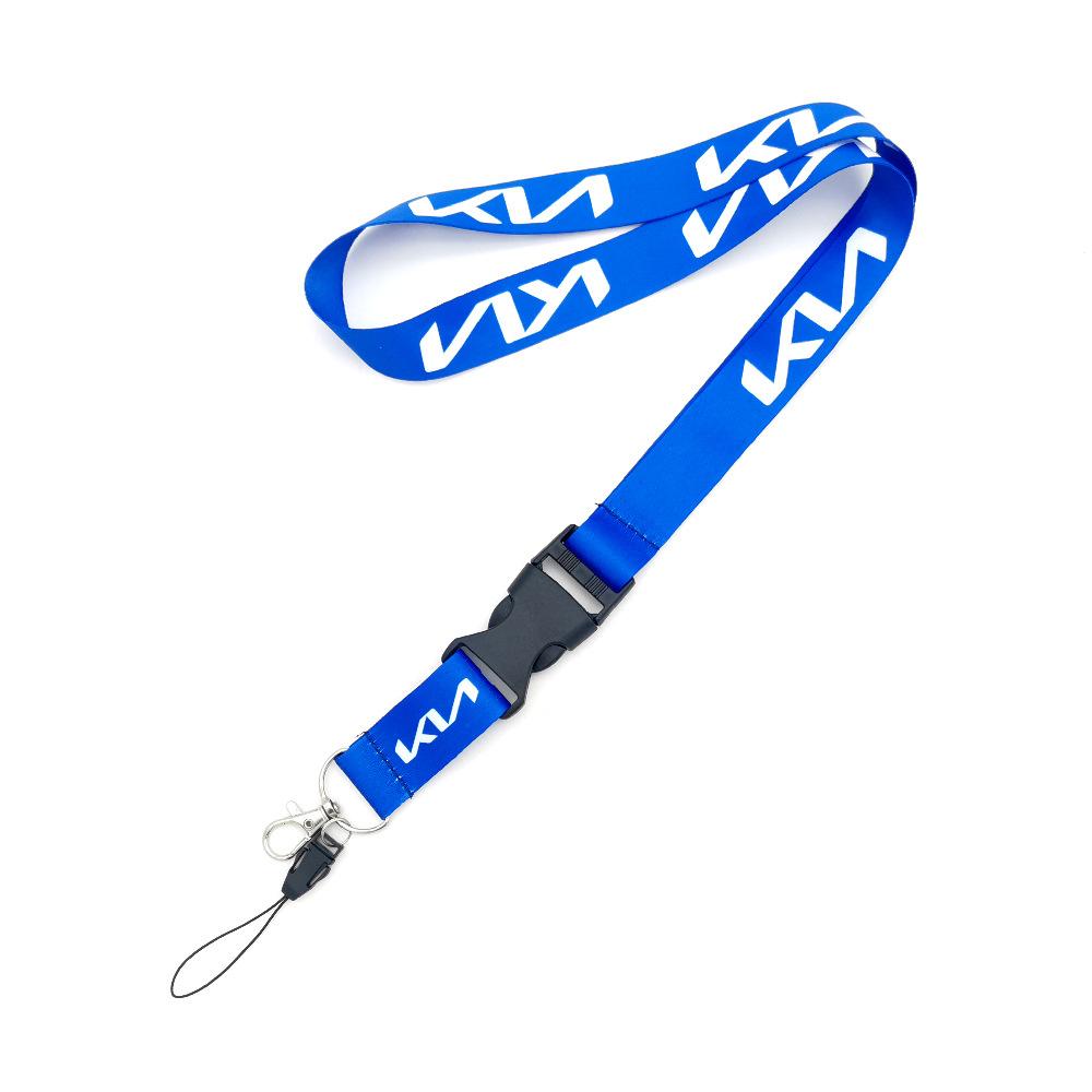 ABCDEK1 Car Keychain Neck Wear ID Card Pass Lanyard Black Nylon Long Keyring Ribbon For KIA KN Ceed Sportage Soul Sorento Optima Picanto