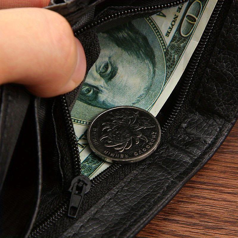 1pc Minimalist Fashionable Men's Wallet, PU Leather Short Wallet with Zipper Buckle, Coins Wallet Card Bag