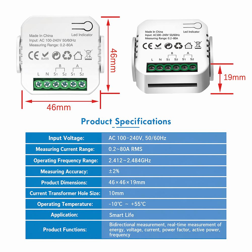 Smart Life WiFi Garage Door Opener Controller with Sensor Dry Contact App Remote Control Works with Tuya Google Home