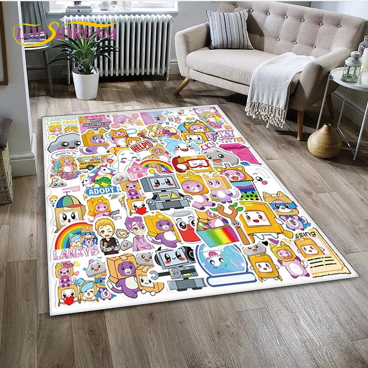 

3D Lankybox Cute Happy Boxy Foxy Rocky Rug Carpet for Living Room Bedroom Decor,Floor Mat Non-slip Decoration for Sofa Doormat 40x60cm( 15x23in )