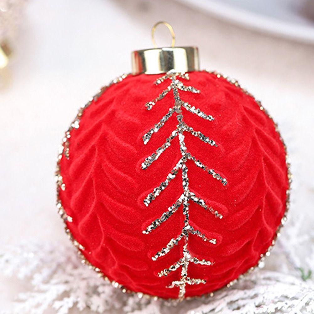 12 Stück 8cm Beflockte Weihnachtskugeln Set Rot Grün Weihnachtsbaumschmuck Partygeschenke