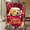 Christmas Custom Name Printed Flannel Blanket Warm Comfort Bed Throw Home Decor Holiday Gift