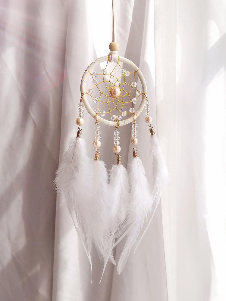 Creative Hand-woven Car Pendant Dream Catcher Feather Wind Chime Valentine's Day Gift Bedroom Hanging Ornaments Home Decoration