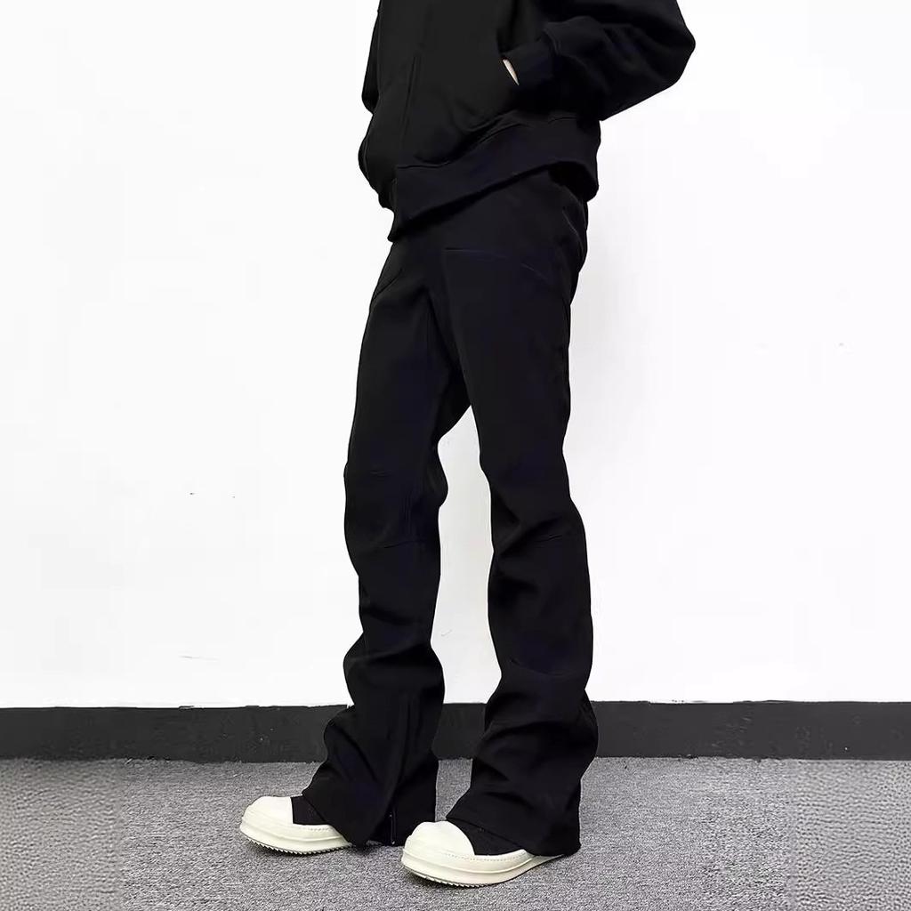 Pánské ležérní kapsy elastický pas jednobarevné kalhoty volné dlouhé kalhoty kalhoty