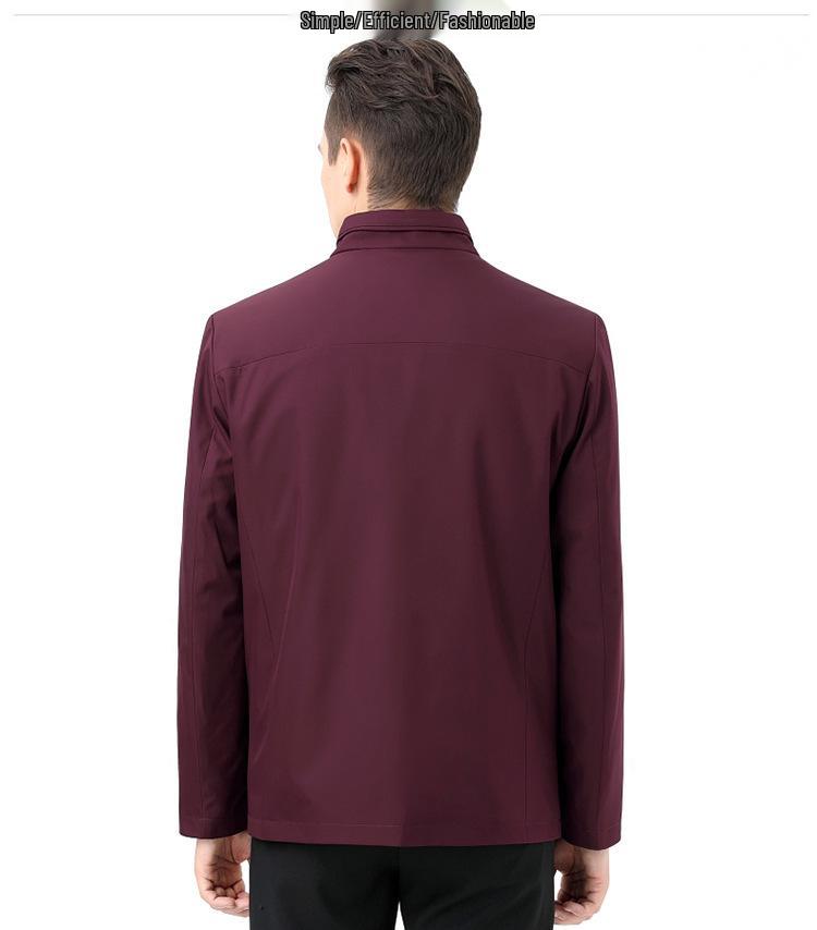 New Stand Collar Mid-Aged Men's Cotton Jacket for Autumn/Winter Season - Thick Dad's Casual Coat.