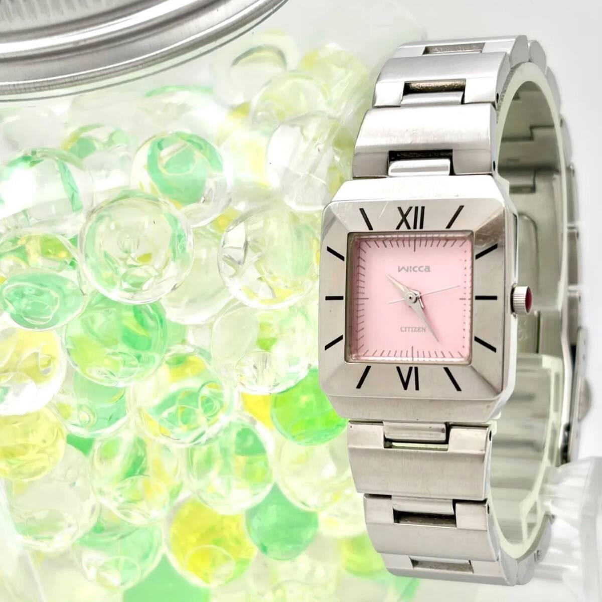 Used [New battery] CITIZEN Citizen wicca women s watch silver pink octagon 1032-L19478 970263