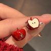Y2K Cute Harajuku Cartoon Red Apple Fruit Stud Earrings for Women 2026 Trendy Vintage Aesthetic Earrings 2000s Jewelry Decor