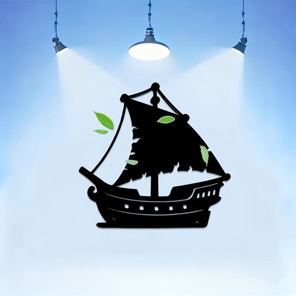 Vintage Sailboat Metal Wall Art, Distressed Iron Sculpture, Nautical Theme Wall Decor for Living Room, Bedroom, Office, Restaurant 12in