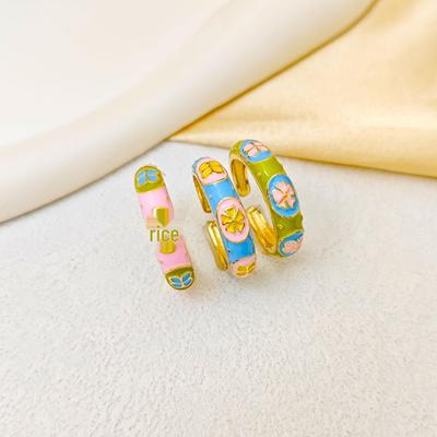 Bunter Retro-Emaille-Ring im chinesischen Stil für Damen: Personalisiertes, vielseitiges & handbemaltes Dopamin-Accessoire