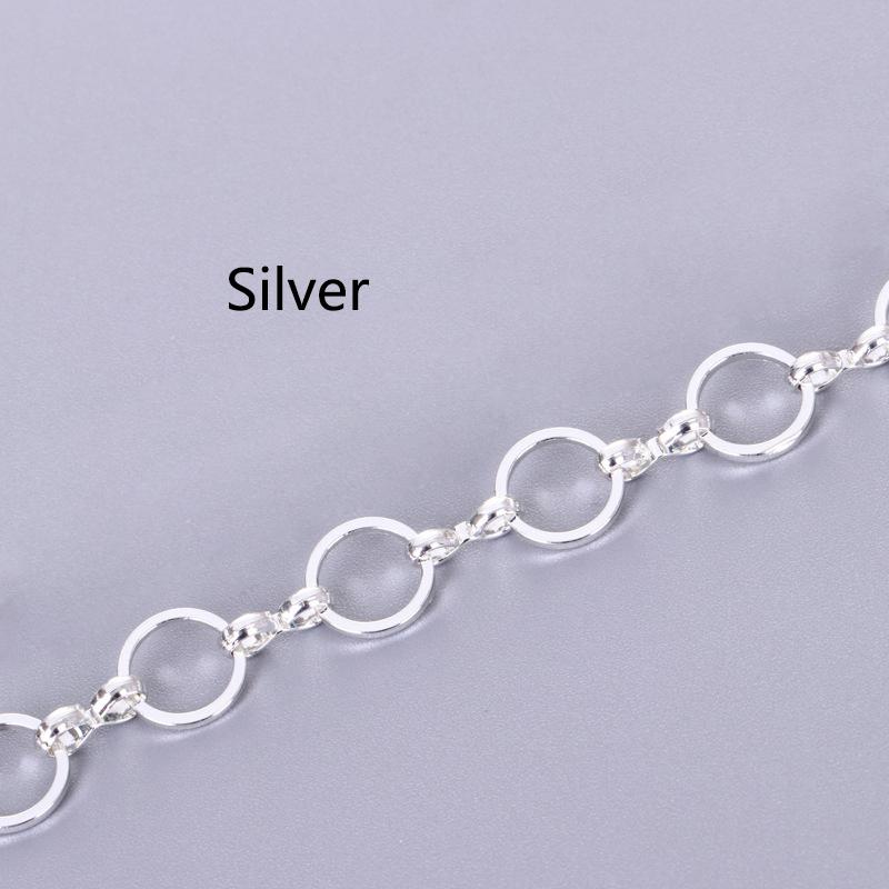 1 Meter 8mm Necklace Chain Silver Gold Copper Round Link Big Chains Bracelet Chain for Jewelry Making DIY Craft Wholesale