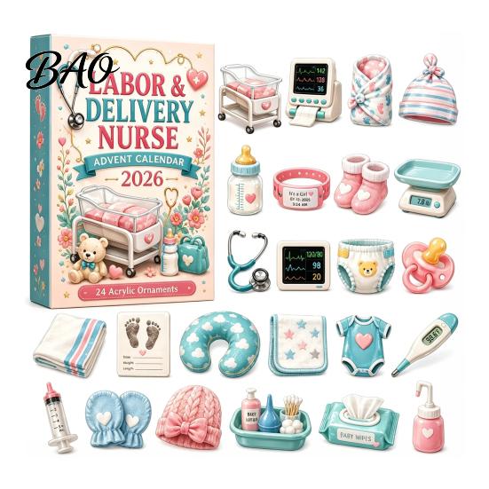 Acrylic Miniature Props 2026 Career Advent Calendar, 24-Day Countdown Box with Mini Occupation Calendar Figures, Community Helper Ornament Set,