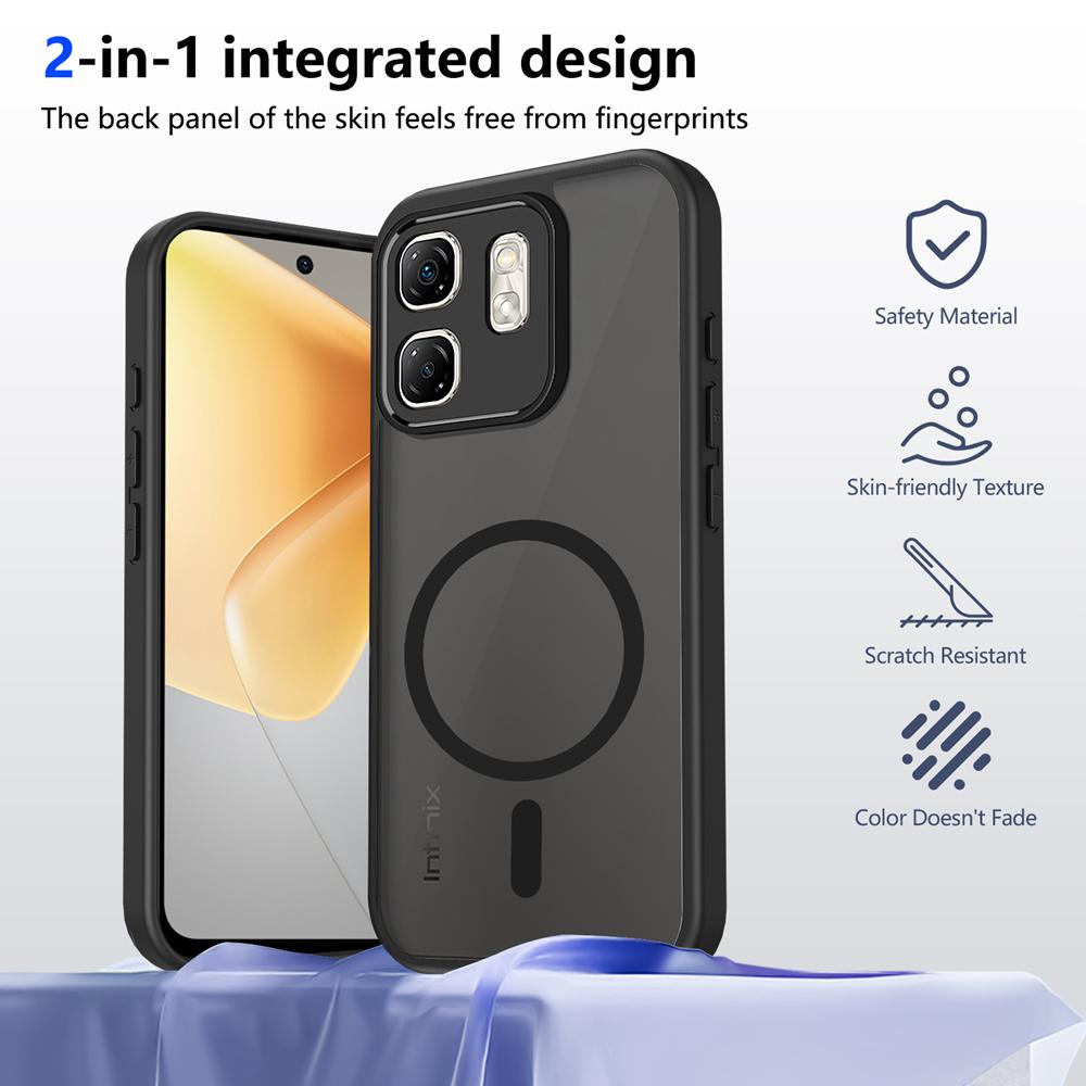 KEYSION Magnetic Phone Case for for Infinix Smart 9 Soft Silicone+PC Matte Translucent Shockproof Back Cover for Infinix Hot 50i
