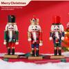 15cm Christmas Nutcracker Decor Solid Pine Wood Soldier Doll Handcrafted German-Style Ornament Xmas New Year Party DIY 3Pcs