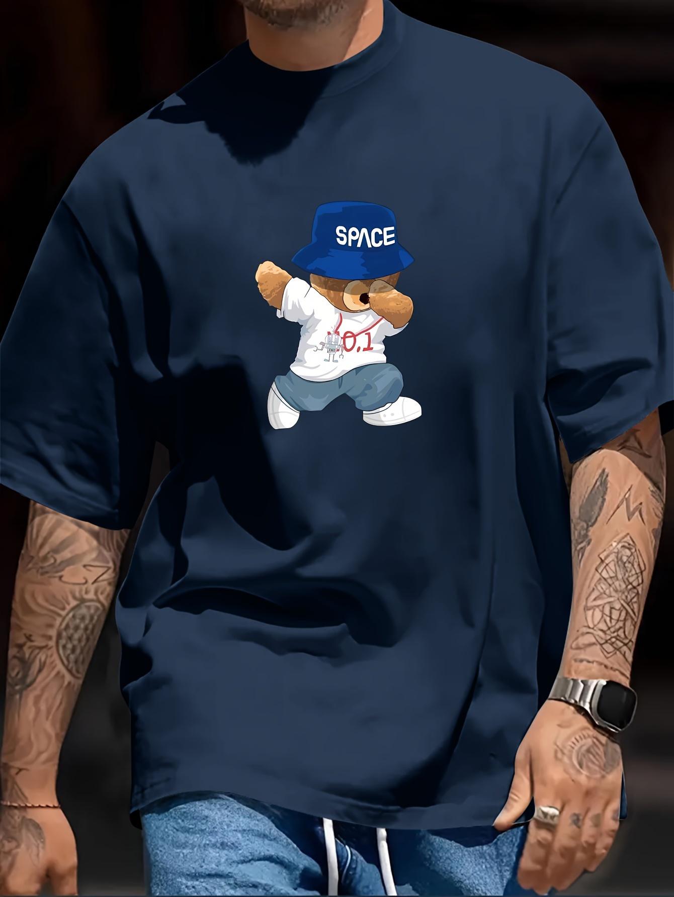 

Игривая и необычная футболка с принтом медведя, мужская повседневная модная футболка с круглым вырезом для лета и весны XXXXXL темно-синий