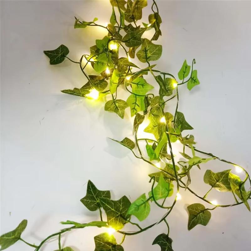 Flower Green Leaf String Lights Artificial Vine Fairy Lights Battery Powered Garland Light For Weeding Home Decor