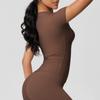 Solid color double-sided abraded tight sports short-sleeved T-shirt sports running fitness yoga clothes top women