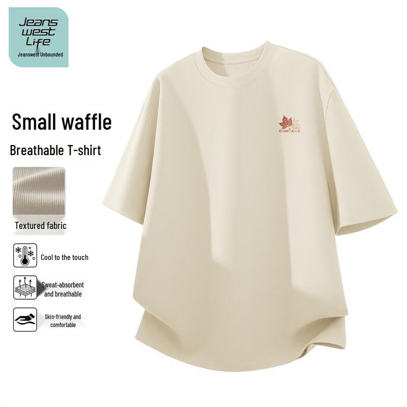 

JEANSWEST LIFE Men s Loose Fit Waffle Short Sleeve T-Shirt L