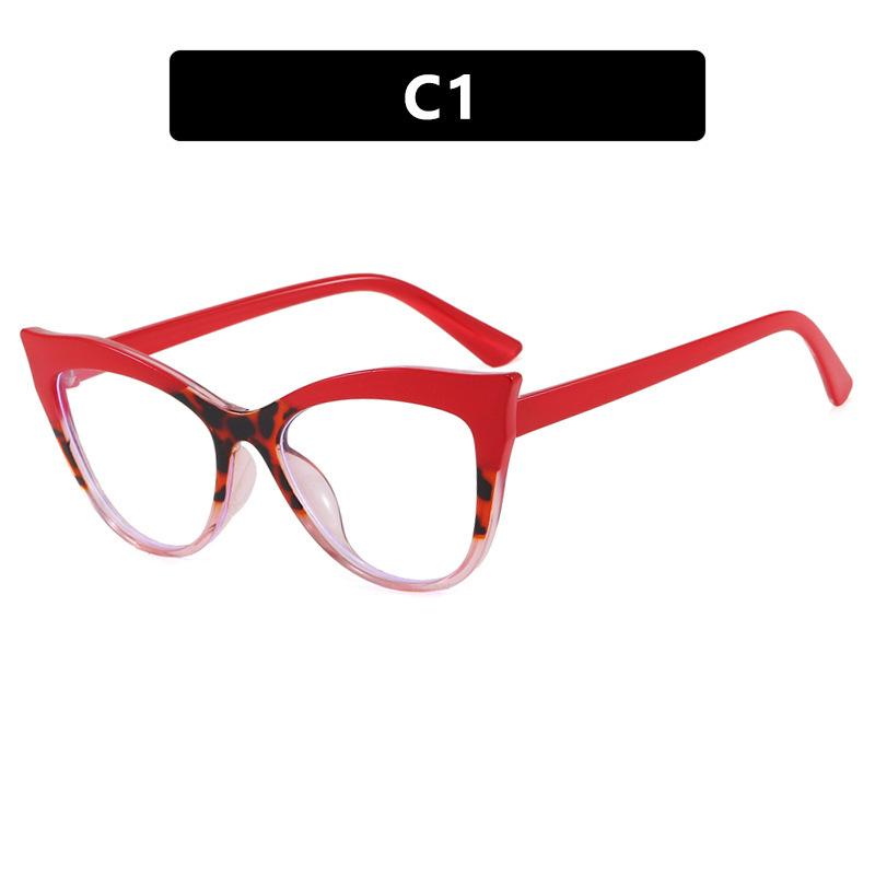 Stylish Color-Block Cat-Eye Frames Anti-Blue Light Non-Prescription Glasses Classic Cycling and Driving Eyewear for Women