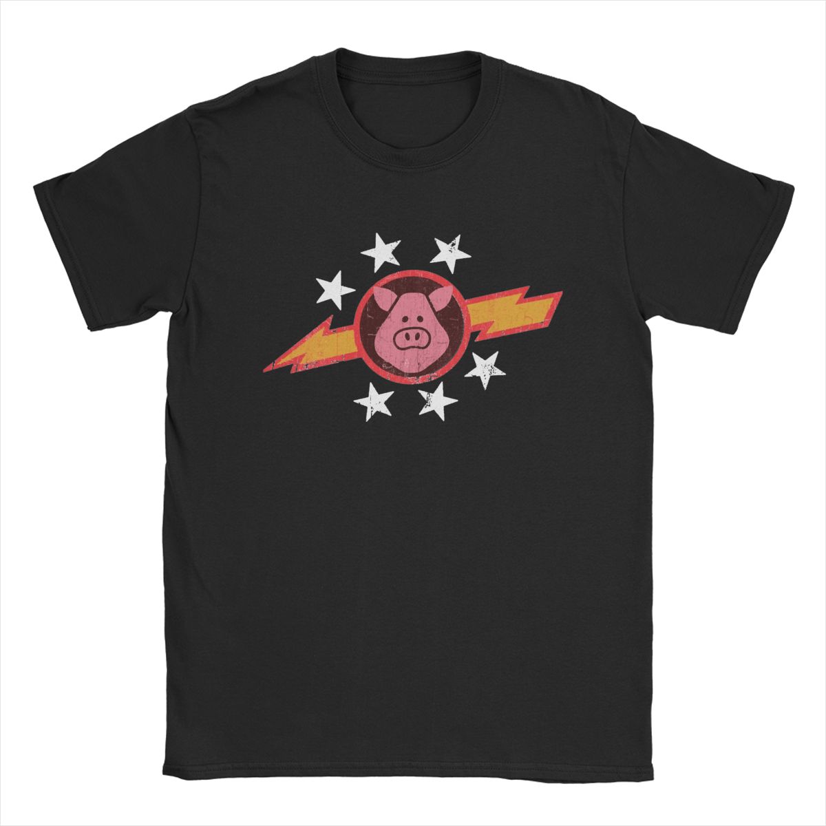 

Pigs In Space Men T Shirts Funny Tee Shirt Short Sleeve O Neck T-Shirts Cotton New Arrival Tops XXL чорний