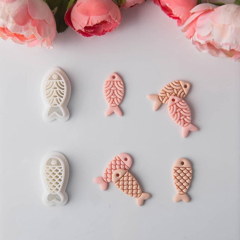 Pack Of 4 Plastic Fish Earring Molds For Polymer Clay Jewelry Crafting Kid Friendly Handmade Accessories