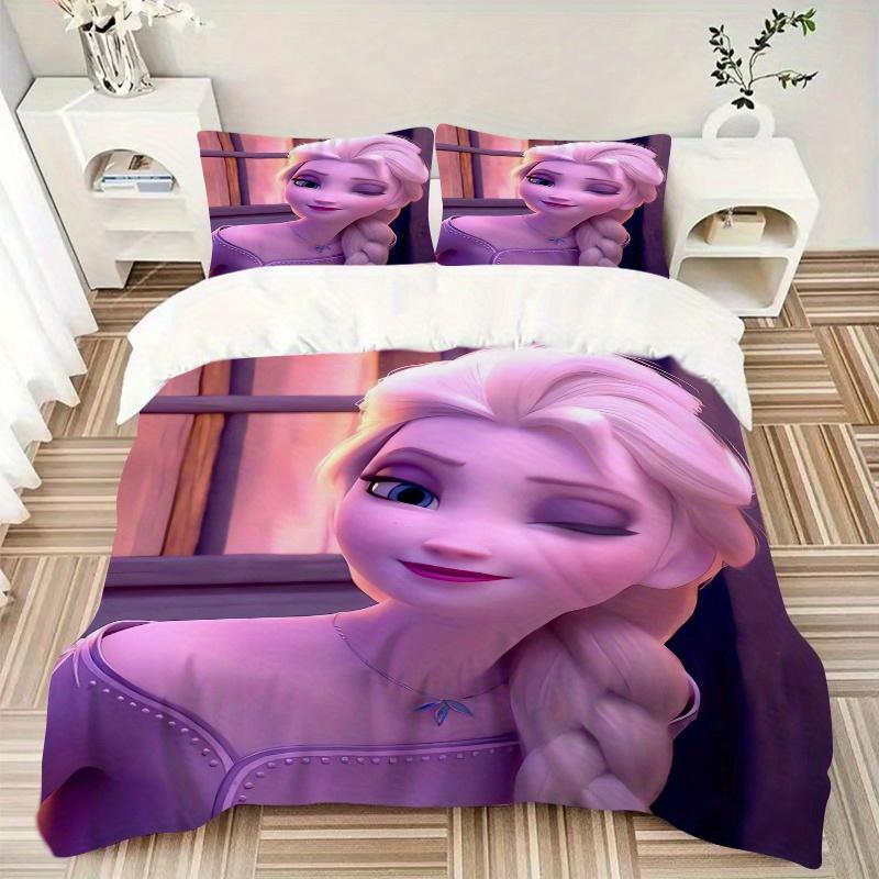 3pcs Lovely Princess Elsa Bedding Set - 1 Soft Quilt Cover + 2 Pillowcases, Machine Washable - Suitable for All Seasons, Perfect Gift for Family